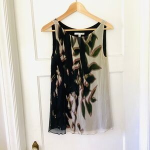 Cabi Blouse Women’s S Purple Green Gray 100% Silk Tunic Layered Sleeveless Top